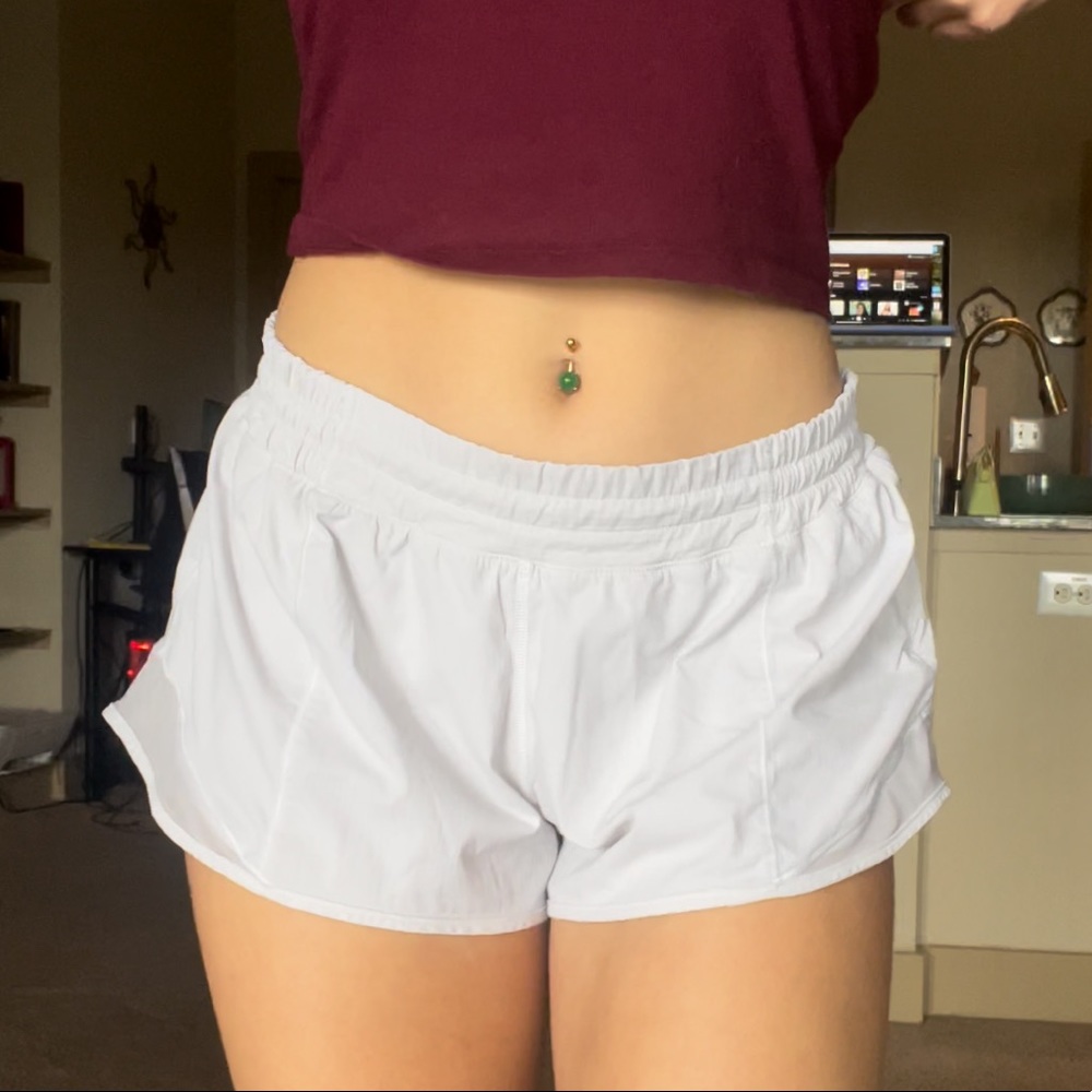 Lululemon white running shorts